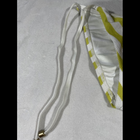 Vitamin A Juno Textured‎ Striped Tie Bikini Bottom in Yellow [SZ XS 4 ] - Picture 10 of 12